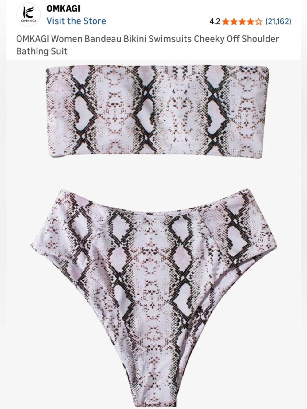 OMKAGI Snake Print Bandeau Bikini Set